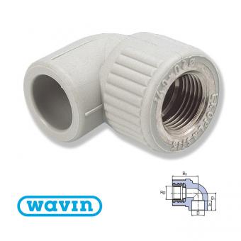 Коліно EKOPLASTIK WAVIN 20Х3/4"  З МЕТАЛЕВОЮ РІЗЬБОЮ ВНУТРІШНЬОЮ