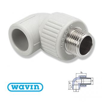 Коліно EKOPLASTIK WAVIN 20Х1/2"  З МЕТАЛЕВОЮ РІЗЬБОЮ ЗОВНІШНЬОЮ
