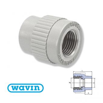 Муфта EKOPLASTIK WAVIN 40Х1 1/4" З МЕТАЛЕВОЮ РІЗЬБОЮ ВНУТРІШНЬОЮ