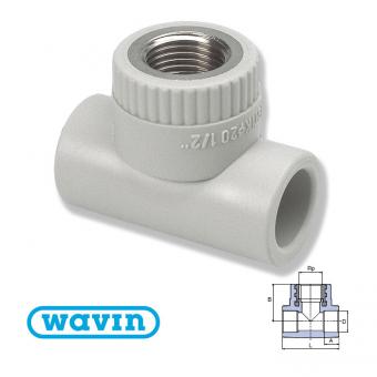 Трійник EKOPLASTIK WAVIN 20x1/2" З МЕТАЛЕВОЮ РІЗЬБОЮ ВНУТРІШНЬОЮ